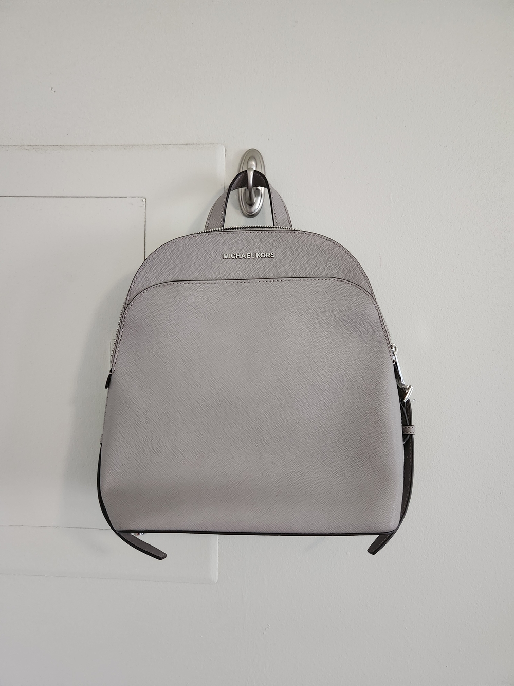 MICHAEL KORS Light Gray Saffiano Leather Backpack